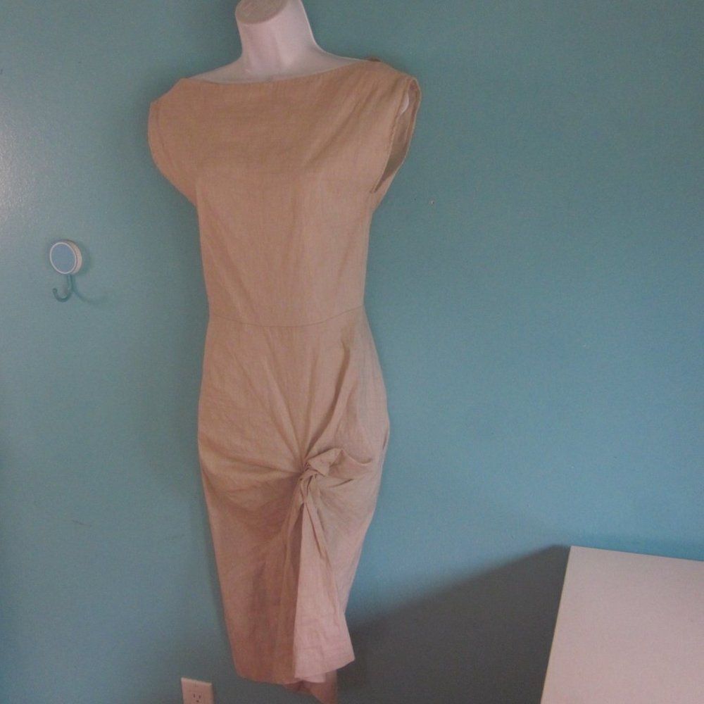 Malloni Italian Linen Stretch FittedRuched Dress Size 40 / 2
